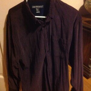 Saks Fifth Avenue Men's Large Purple Corduroy Long Sleeve Shirt - Good Condition